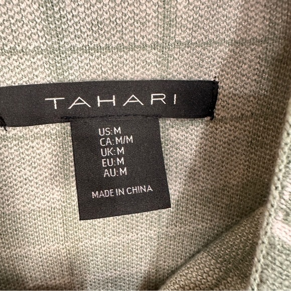 Tahari Womens Sweater Medium Mock Neck Turtleneck Plaid Grannycore Grandma green - Picture 4 of 6